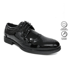 Black PU Leather Uniform Cadet Formal Shoes Men PGA77D5